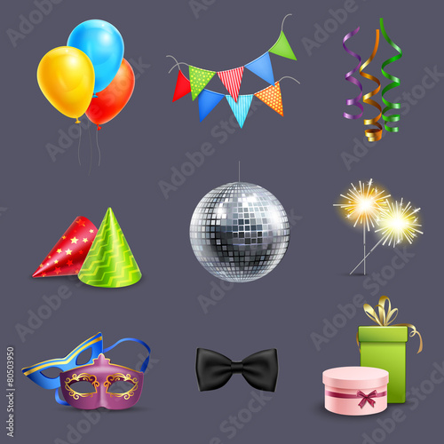 Realistic Celebration Icons