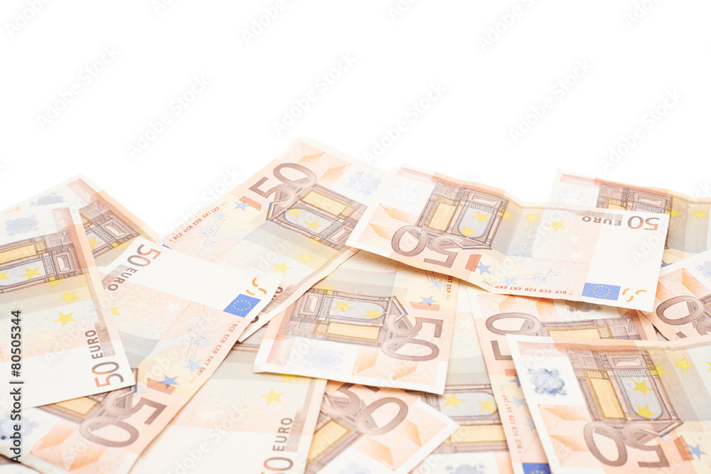 Multiple fifty euro bank notes