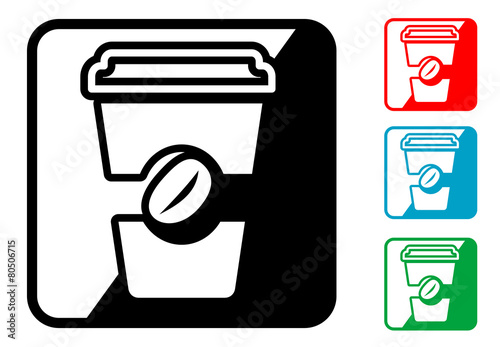 Icono simbolo vaso de cafe en varios colores.