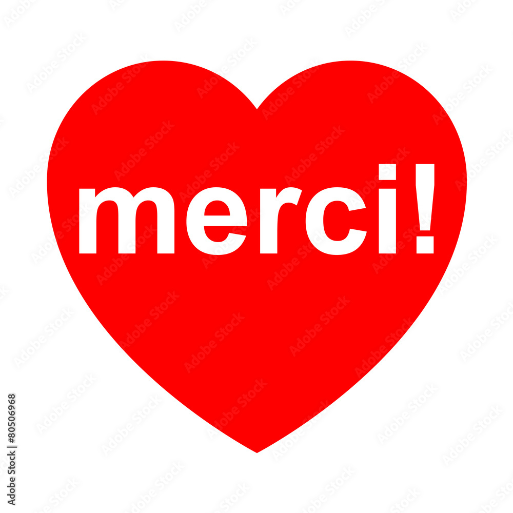 Icono texto merci! en corazon Icono texto merci! en corazon