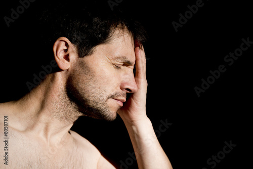 Distraught Man In Profile