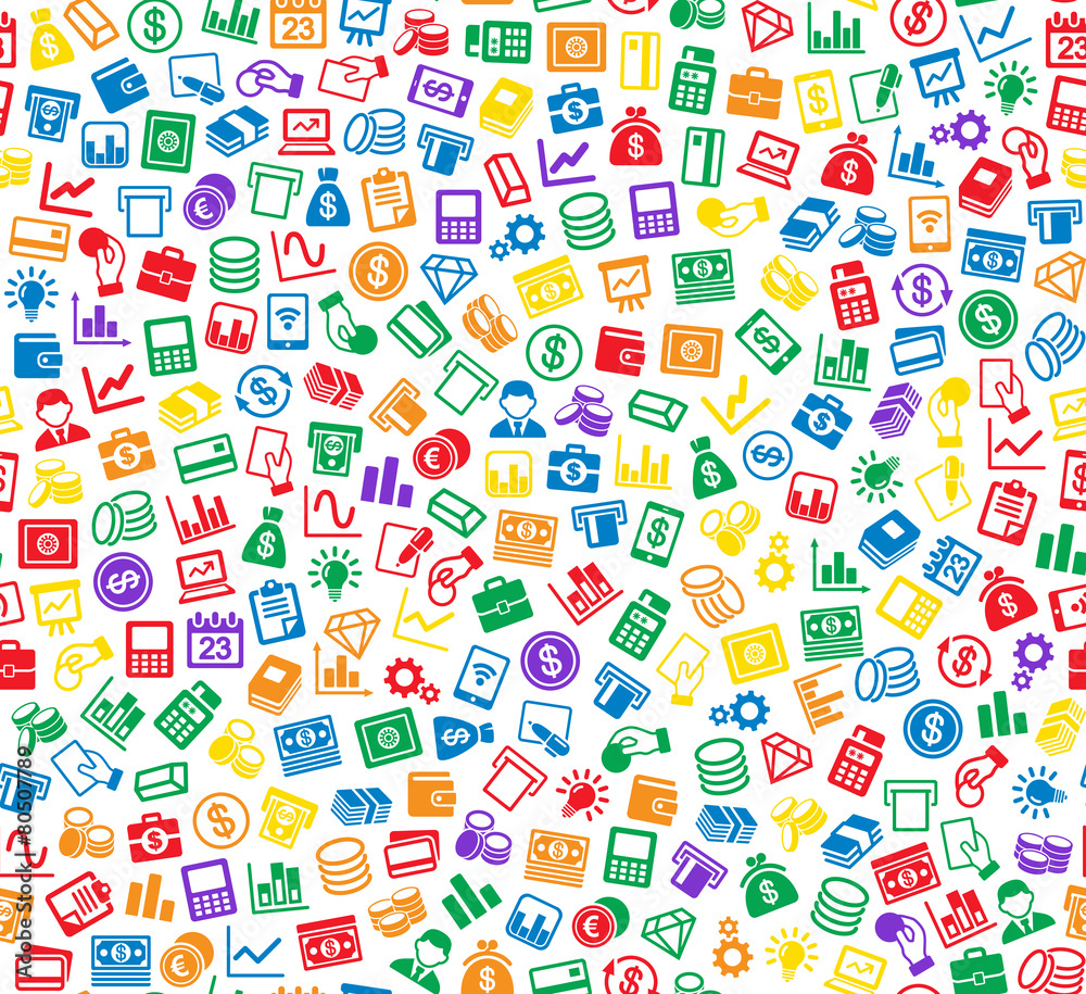 Business and Finance Seamless Pattern. Background with Color Business and Finance Seamless Pattern. Background with Color