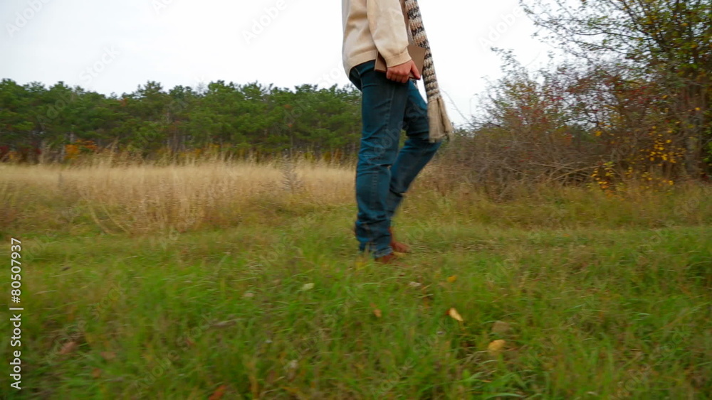 Blonde Young Woman Walking At Nature In Autumn Blonde Young Woman Walking At Nature In Autumn