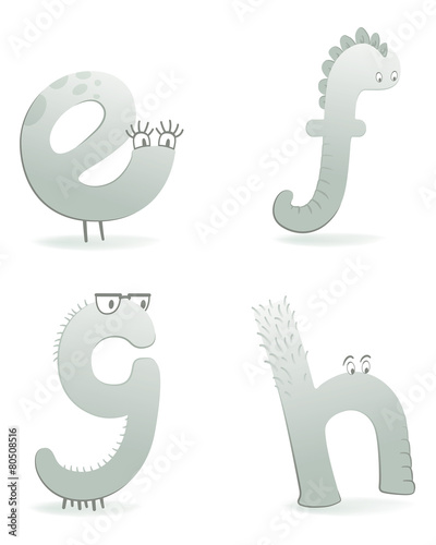 Animalphafabet gray, EFGH Is it a letter or an animal? photo