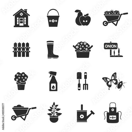 Gardening Black Icons Set