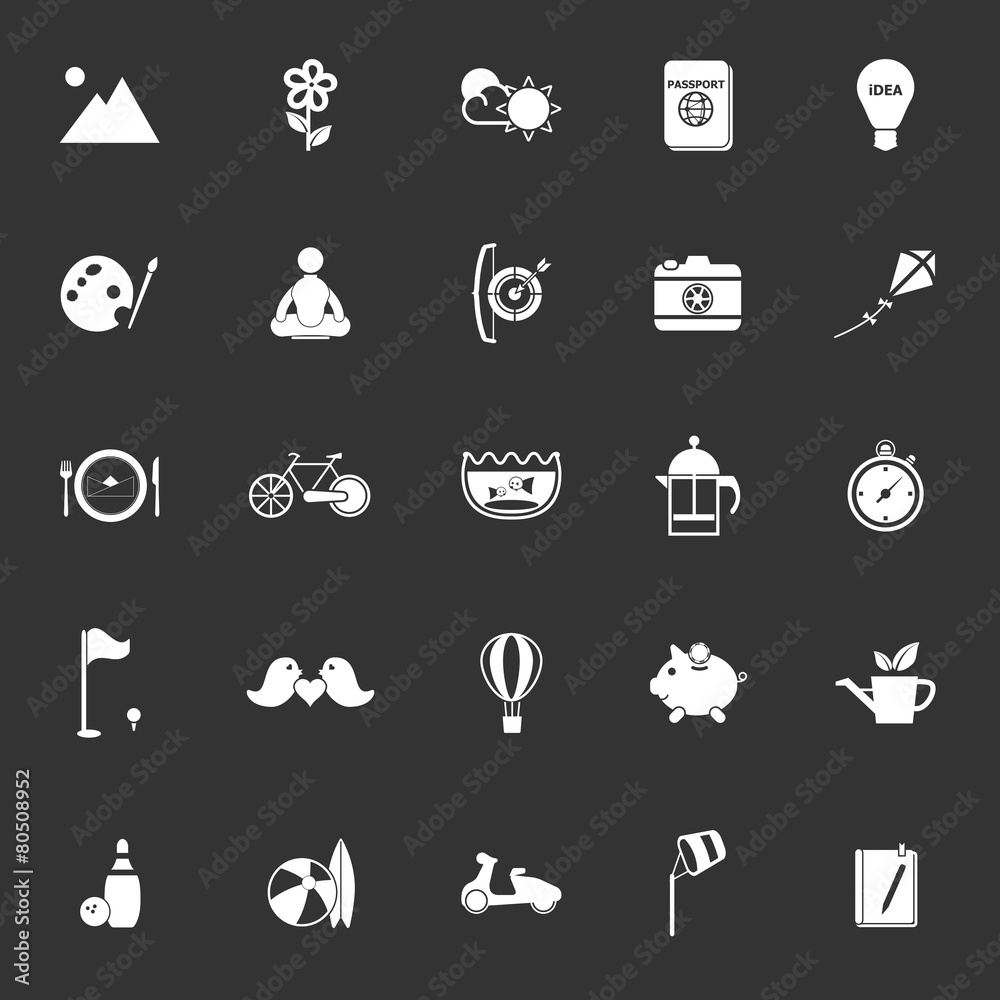 Slow life activity icons on gray background Slow life activity icons on gray background
