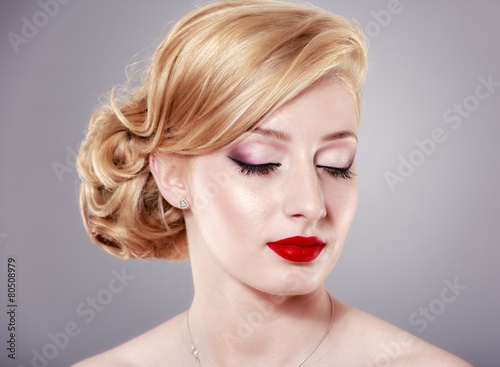 Portrait of beautiful blonde woman