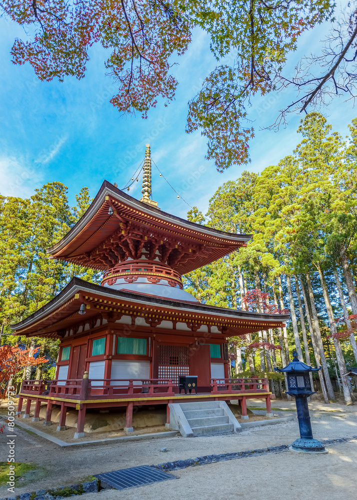 Kongozanmaiin Pagoda at Danjo Garan Temple on Mt. Koya, Japan