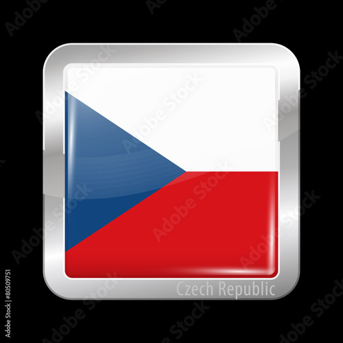 Flag of Czech Republic. Metal Icons