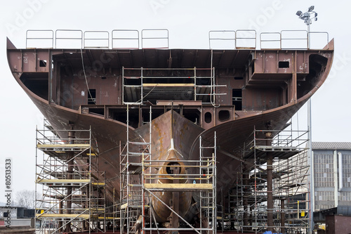 Building ship in a shipyard