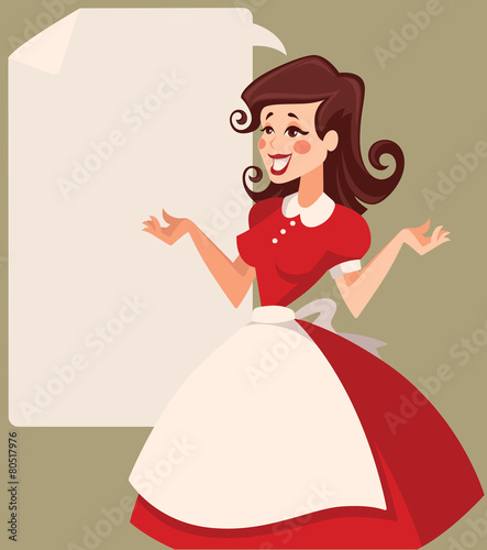 retro woman in cartoon style vector illustration