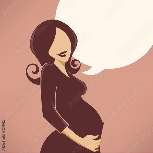 happy pregnant woman and speech bubble