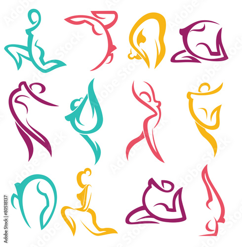 yoga practice and other woman exercise