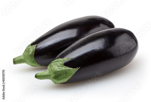 Eggplants isolated on white background with clipping path