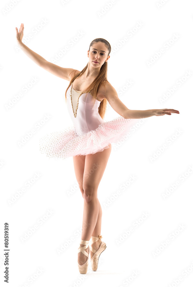 Young classical dancer isolated on white background. Ballerina p Young classical dancer isolated on white background. Ballerina p