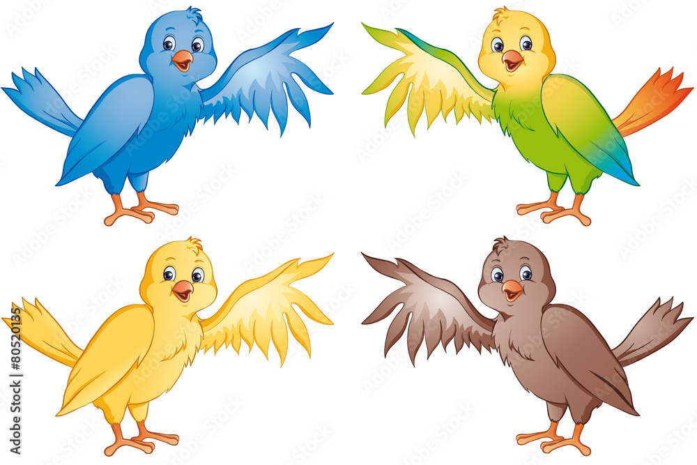 Naklejka premium bunte Vögel Set Sammlung Kollektion