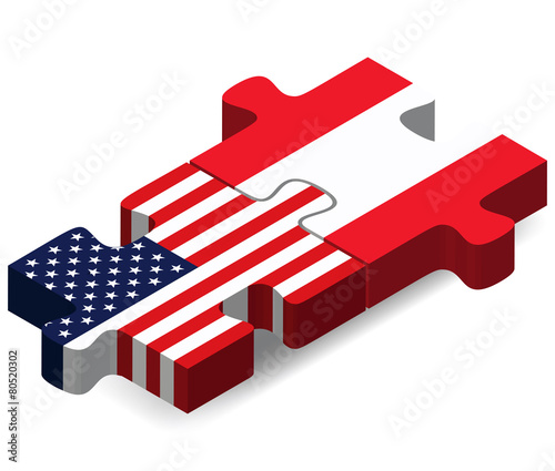 USA and Austria Flags in puzzle