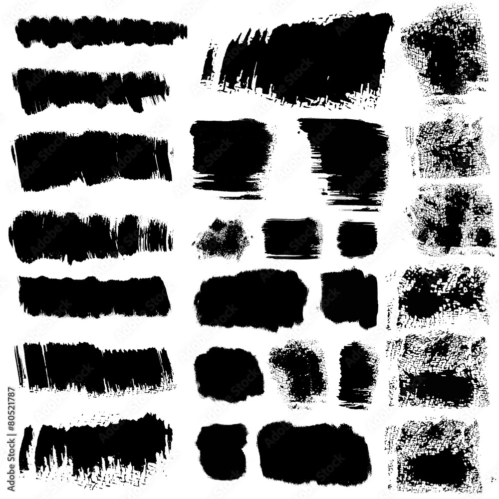 vector ink brush stains set