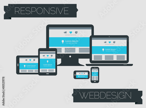 Responsive webdesign technology page design template concept © izabelita
