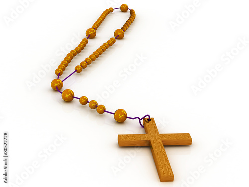 3d illustration of Christian cross chain