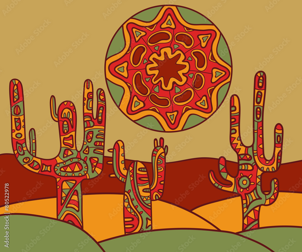 Vector background with traditional mexican ornament Stock Vector