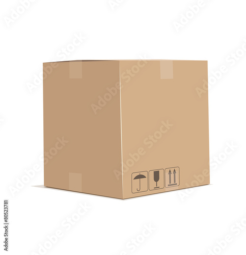 Cardboard box. Eps10 vector illustration. Isolated on white