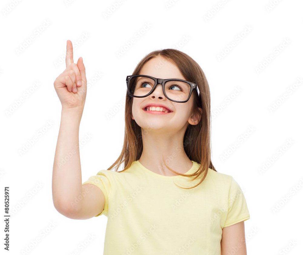 smiling cute little girl in black eyeglasses smiling cute little girl in black eyeglasses