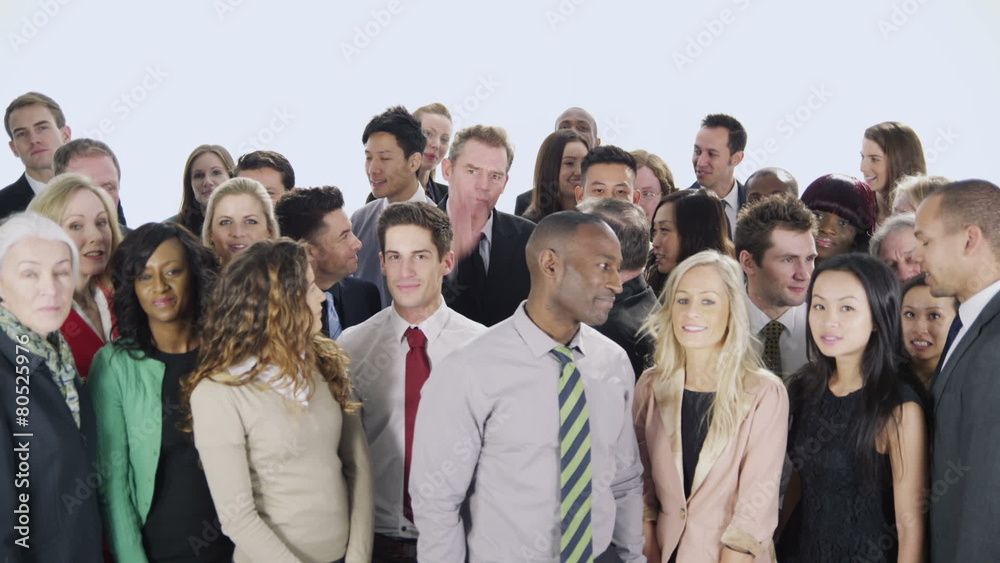 Happy, diverse group of business people isolated on white Happy, diverse group of business people isolated on white