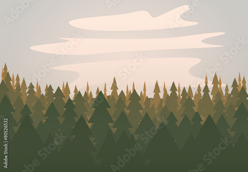 Green forest scene vector illustration