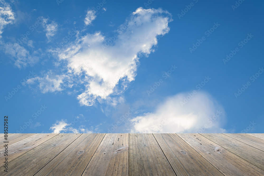 Wood terrace and Blue sky