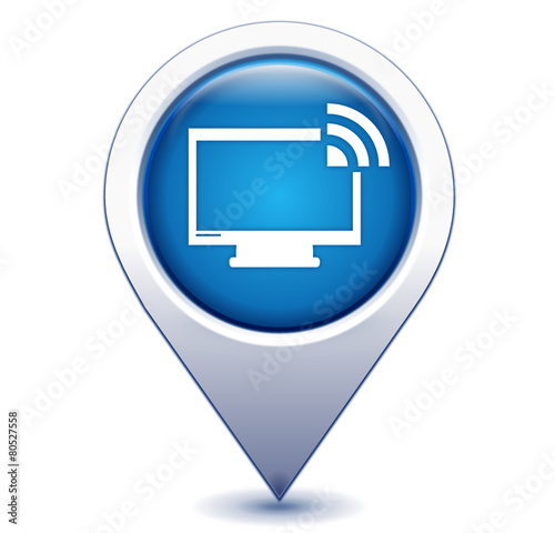 télévision sans fil sur marqueur géolocalisation bleu