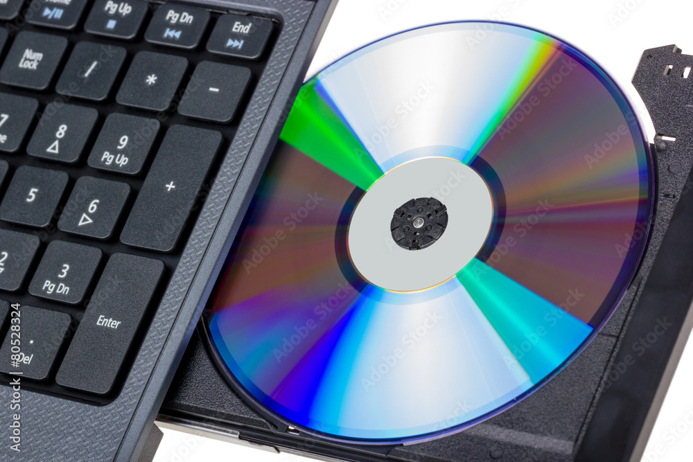 Electronic collection - Laptop with open DVD tray Electronic collection - Laptop with open DVD tray
