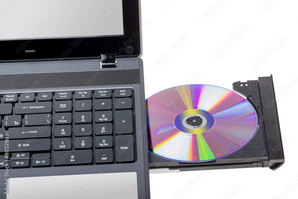 Electronic collection - Laptop with open DVD tray Electronic collection - Laptop with open DVD tray