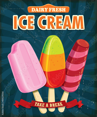 Vintage ice cream poster design