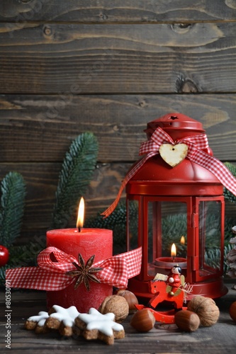 Weihnachtskarte - rote Laterne