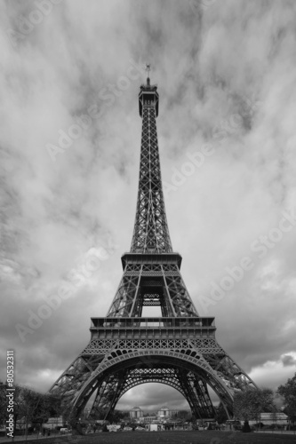 Eiffel Tower. Black and white