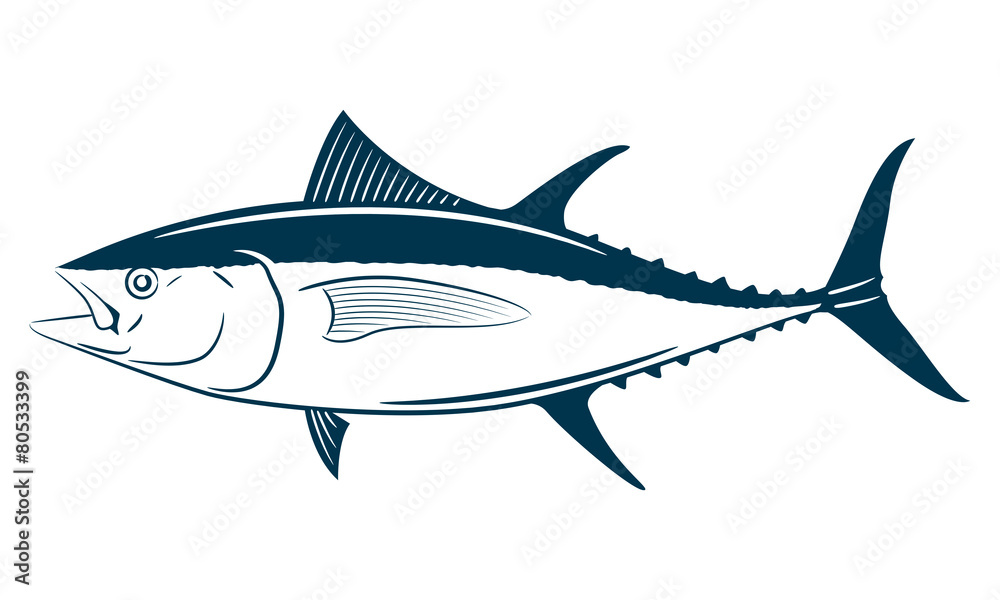 Tuna fish symbol on white background,Vector. Tuna fish symbol on white background,Vector.