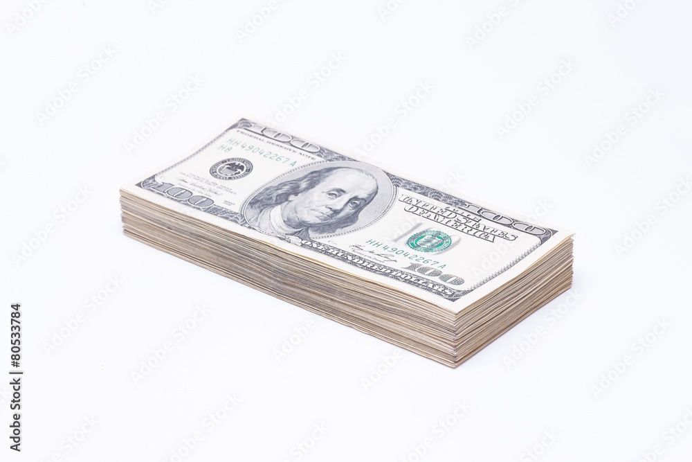 Dollars and Isolated On White Dollars and Isolated On White