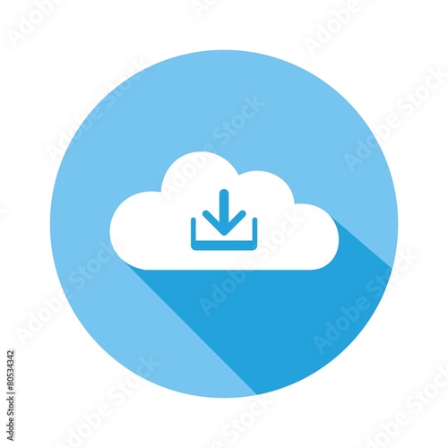 Icono nube bajada azul botón sombra