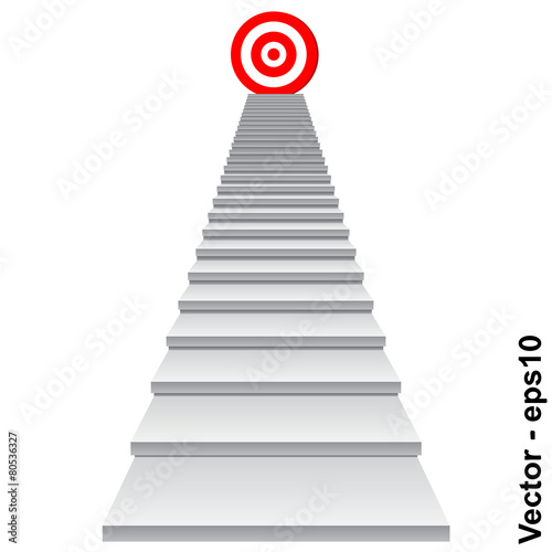 Vector conceptual red target on stair for success