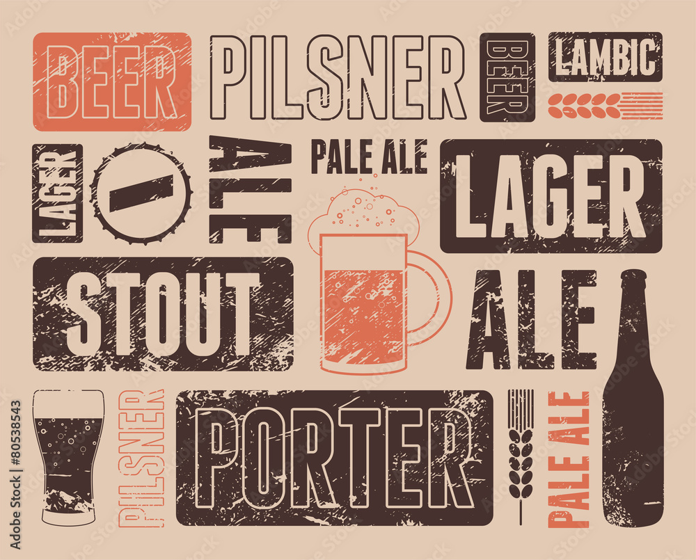 Vector typographic retro grunge beer poster.