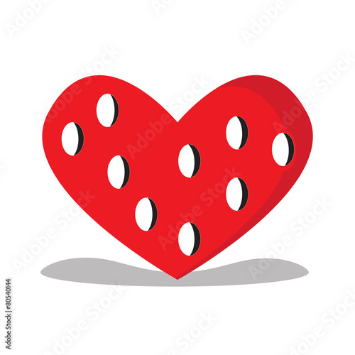 Red heart with holes