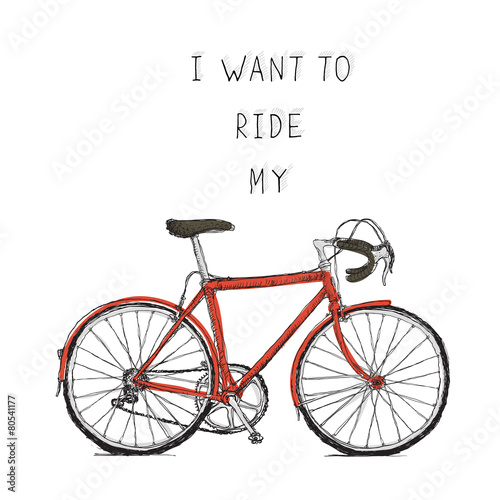Vintage bycicle hand drawn poster