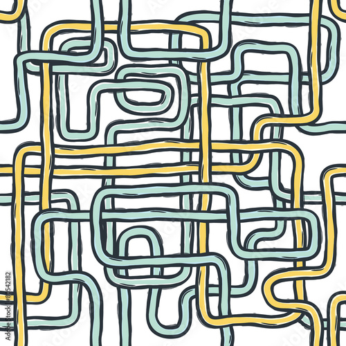Tangled pipes. Seamless Pattern, Hand-drawn