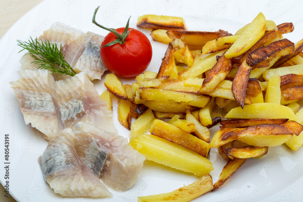 Roasted potato with herring fillet Roasted potato with herring fillet