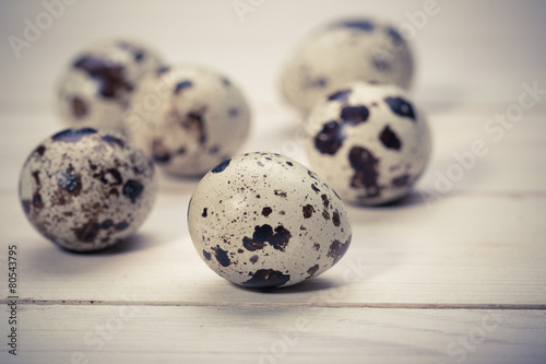 Easter eggs in a nest from a dry grass