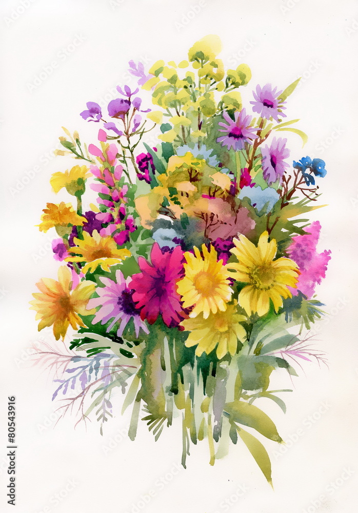 Obraz premium Bouquet of colorful wildflowers