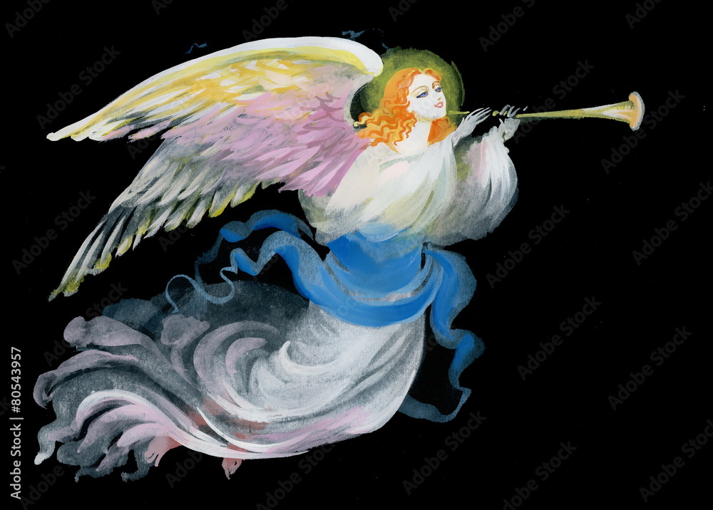 Fototapeta premium Lovely angel on a black background