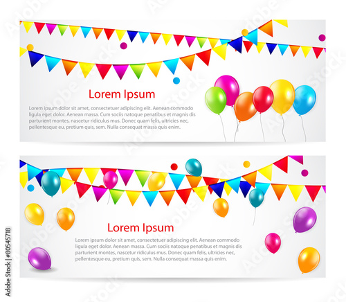 Colored Balloons Card Banner Background, Vector Illustration