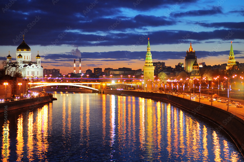 Night view of Moscow, Russia